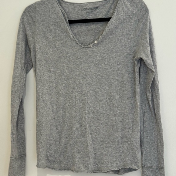 ZADIG & VOLTAIRE Tunisien henley glitter 
Skull Long Sleeve Cotton Top.xs. - Picture 1 of 4